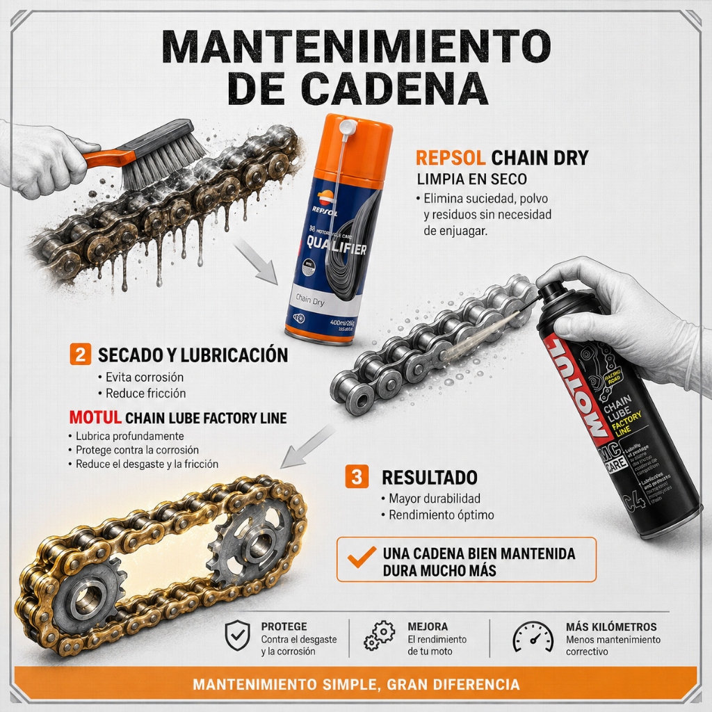 Guía de Mantenimiento de Cadena de Moto (O-Ring y X-Ring): Limpieza y Grasa Blanca de Teflón