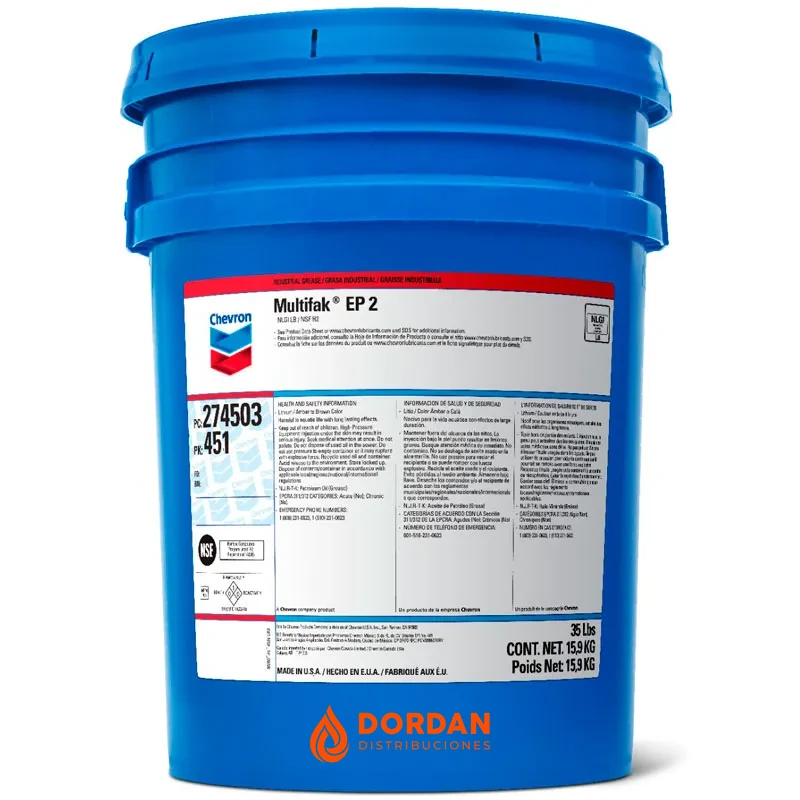 Chevron Multifak EP 2 Grasa de Litio NLGI 2 Balde 35 lb (15.9 kg)